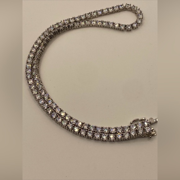 Moissanite Choker Necklace 16” Sterling Silver 925- 28.45 Grams - Picture 8 of 8